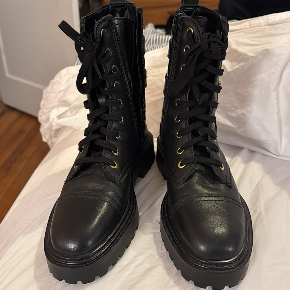 MANGO NWOT- Military leather ankle boots - Picture 3 of 6